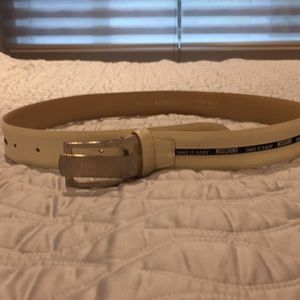 Moschino authentic leather belt cream color sz 90